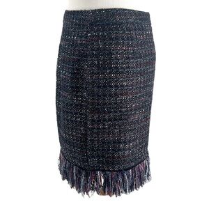For The Republic Tweed & Fringe Pencil Skirt Size 6